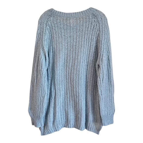 SUNDANCE Women's L Tunic Sweater Slate Blue Open Weave Mohair Lambswool Soft 46" - Picture 8 of 8